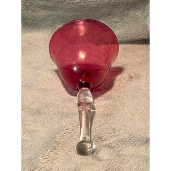 Vintage Mickey Mouse Etched Cranberry Glass Decorative Bell - Picture 6 of 8